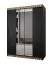 Eleganter Schiebetürenschrank Bernina 08, mit Spiegel, Schwarz Matt, Maße: 200 x 150 x 62 cm, fünf Fächer, zwei Kleiderstangen