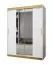 Schiebetürenschrank / Kleiderschrank im modernen Design Bernina 07, 1,5 Meter breit, Griffe: Gold, mit Spiegel, Weiß Matt, Maße: 200 x 150 x 62 cm