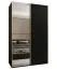 Kleiderschrank / Schiebetürenschrank | 11 Fächer | 2 Schiebetüren | 2 Kleiderstangen | Spiegel | Soft-Close | 245,5 x 160 x 64 cm | Farbe: Schwarz
