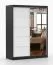 Kleiderschrank / Schiebetürenschrank | Bucegi 21 | Weiß / Schwarz | mit Spiegel | 2 Türen | Griffe: Aluminium | 6 Fächer | 200 x 150 x 61 cm
