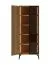 Vitrine mit viel Stauraum | 68,5 x 35,5 x 179 cm | ABS-Kantenschutz | inkl. LED-Beleuchtung | Metallbeine | Eiche Cremona / Beige | 10 Fächer