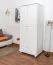 Kleiderschrank | 2 Drehtüren | 2 Schubladen | 1 Fach | mit Kleiderstange | 80 cm breit | Massivholz | Farbe: Weiß Abbildung