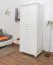 Kleiderschrank | 2 Drehtüren | 2 Schubladen | 1 Fach | mit Kleiderstange | 90 cm breit | Massivholz | Farbe: Weiß Abbildung