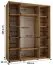 Eichenfarbener Schrank mit Spiegeln Mina, Schiebetüren, Anti Staubbürsten, auch für Wohnzimmer geeignet, Schwarzer Metallgriff, 235,2 x 200 x 60 cm