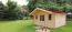 Holz-Gartenhaus 4,98 x 7,98 Meter (inkl. Dach) | Naturbelassen | Satteldach | 44 mm Blockbohlen-Haus Abbildung
