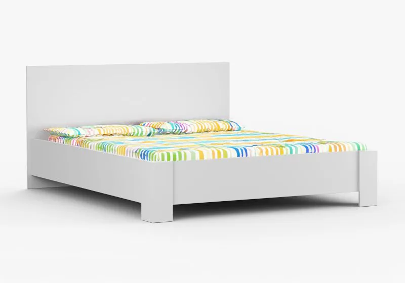 Doppelbett | Weiß | Liegefläche: 160 x 200 cm | inkl. Lattenrost | kratz- und feuchtigkeitsbeständige Platte | Einfarbig | hoher Schlafkomfort