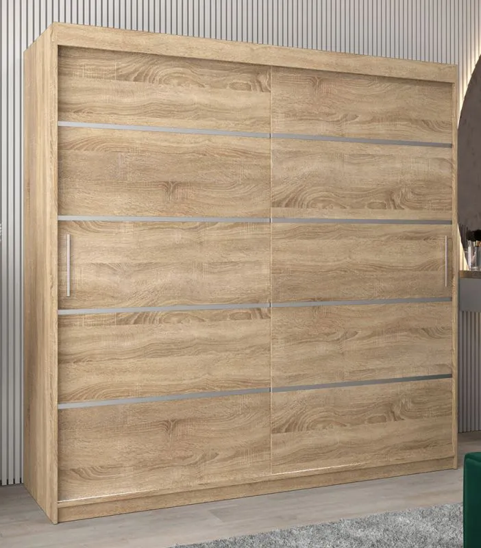 2 Meter breiter Kleiderschrank mit 2 Türen | Farbe: Sonoma Eiche Abbildung