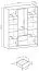 Dreitüriger Kleiderschrank mit Spiegel Leeds 06, Farbe: Graphit - Abmessungen: 200 x 155 x 51 cm (H x B x T)