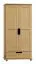 Schmaler Kleiderschrank | 2 Drehtüren | 1 Schublade | mit Kleiderstange | 80 cm breit | Massivholz | Farbe: Natur Abbildung