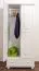 Kleiderschrank | 2 Drehtüren | 1 Schublade | 4 Fächer | mit Kleiderstange | 80 cm breit | Massivholz | Farbe: Weiß Abbildung