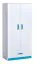 Kinderschrank, Farbe: Weiß / Blau - 189 x 90 x 50 cm (H x B x T) Abbildung