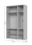 Kleiderschrank mit drei Glastüren Neiafu 06, inkl. Innenbeleuchtung, Farbe: Kaschmir, Soft-Close-Funktion, verstellbare Füße, Maße: 224 x 137 x 56 cm