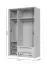 Kleiderschrank mit Rahmen Neiafu 35, zwei Schubladen, drei Türen, Soft-Close-Funktion, zwei Kleiderstangen, Maße: 226 x 142 x 60 cm, verstellbare Füße