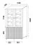 Vitrine in Schwarz, 200 x 106 x 40 cm, mit 2 Glastüren und 2 Holztüren, 12 Fächer, Metallbeine, ABS-Kanten, elegantes Design, quadratische Griffe