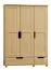 Kleiderschrank | 3 Drehtüren | 2 Schubladen | 4 Fächer | mit Kleiderstange | 120 cm breit | Massivholz | Farbe: Natur Abbildung
