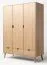 142 cm breiter Kleiderschrank mit 3 Türen, 5 Fächern und 3 Schubladen aus Massiv-Holz | Farbe: Natur | Tiefe: 60 cm Abbildung
