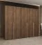 Drehtürenschrank mit Soft-Close-Funktion | Farbe: Walnuss | 2,5 Meter breit | drei Kleiderstangen | Kleiderschrank | Griffe: Silber | drei Fächer