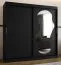 Kleiderschrank / Schiebetürenschrank Lagginhorn 19, Farbe: Schwarz, eine Spiegeltür, 2 Meter breit, 10 Fächer, Aluminiumschienen, zwei Kleiderstangen