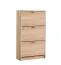 Kleiner Schuhschrank Gradide 01, Farbe: Eiche Sonoma, ABS-Kanten, drei Kipptüren, Maße: 119 x 67 x 28 cm, sechs Fächer, gute Verarbeitung