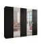 Kleiderschrank | 2 Spiegeltüren | Farbe: Schwarz | 2,5 Meter breit | 3 Fächer | Griffe: Gold | 3 Kleiderstangen | Maße: 250 x 52 x 202 cm | Soft-Close