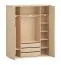 Falttür / Kleiderschrank mit zwei Türen Aegir 02, Farbe: Eiche, Maße: 225 x 188 x 60 cm, mit drei Schubladen und neuen Fächern, integrierte LED-Beleuchtung