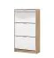 Schuhschrank mit Spiegel-Front Gradide 07, Farbe: Eiche Sonoma, drei Kipptüren, ABS-Kanten, Griffe: Grau, Maße: 119 x 67 x 28 cm, sechs Fächer
