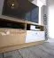 TV Unterschrank Sirte 08, Farbe: Weiß / Eiche Hochglanz - Abmessungen: 45 x 120 x 40 cm (H x B x T)