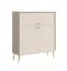 Kommode | hoch | vier Türen | Farbe: Beige | Griffe & Beine: Metall | sechs Fächer | ABS-Kanten | Maße: 105,5 x 40,5 x 122,5 cm | für Wohnzimmer