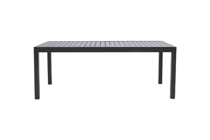 Ausziehbarer Gartenesstisch Boston, Aluminium in anthrazit - pulverbeschichtet, 2000 - 2940 x 900 x 750 mm, Tischplatte aus Aluminiumlamellen