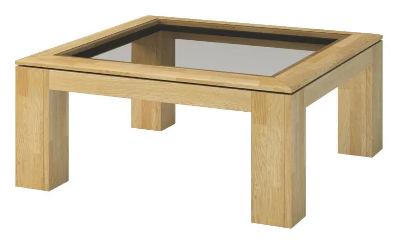 Massivholz Couchtisch Loungetisch Eiche Natur 48x90x90 cm, Wohnzimmertisch Beistelltisch Clubtisch massiv Abbildung