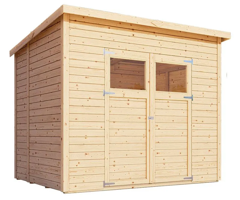 Gartenhaus 1,99 x 2,51 Meter (inkl. Dach) | aus Holz | aus vorgefertigten Elementen| unbehandelt | mit Pultdach Abbildung