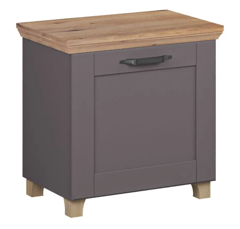 Sitzbank mit Stauraum / Schuhschrank Cuenca 09, Farbe: Eiche / Grau - Abmessungen: 60 x 60 x 39 cm (H x B x T)