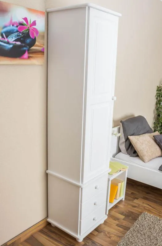 Schrank Kiefer massiv Weiß 195x45x42 cm Abbildung