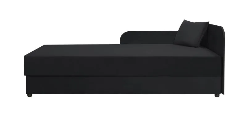 Bequemes Tagesbett / Gästebett mit ausreichlich Stauraum Lobatos 02, Farbe: Schwarz, Liegefläche: 90 x 195 cm, Kopfteil rechts, gute Verarbeitung