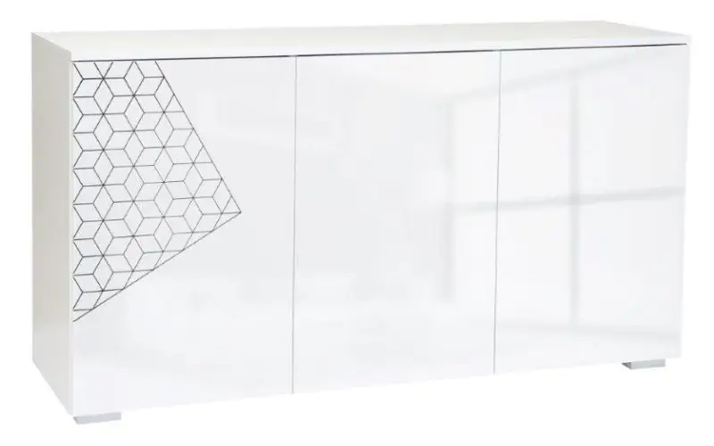 Kommode Tandil 29, Farbe: Weiß / Weiß Glanz - 75 x 138 x 42 cm (H x B x T)