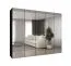 Drehtürenschrank mit drei Kleiderstangen Korab 151, Farbe: Schwarz, Griffe: Gold, 2,5 Meter breit, Soft-Close-Funktion, drei Fächer, fünf Spiegeltüren