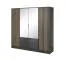 Moderner Kleiderschrank mit Spiegel Leeds 04, Farbe: Graphit - Abmessungen: 200 x 206 x 51 cm (H x B x T), mit zwei Schubladen