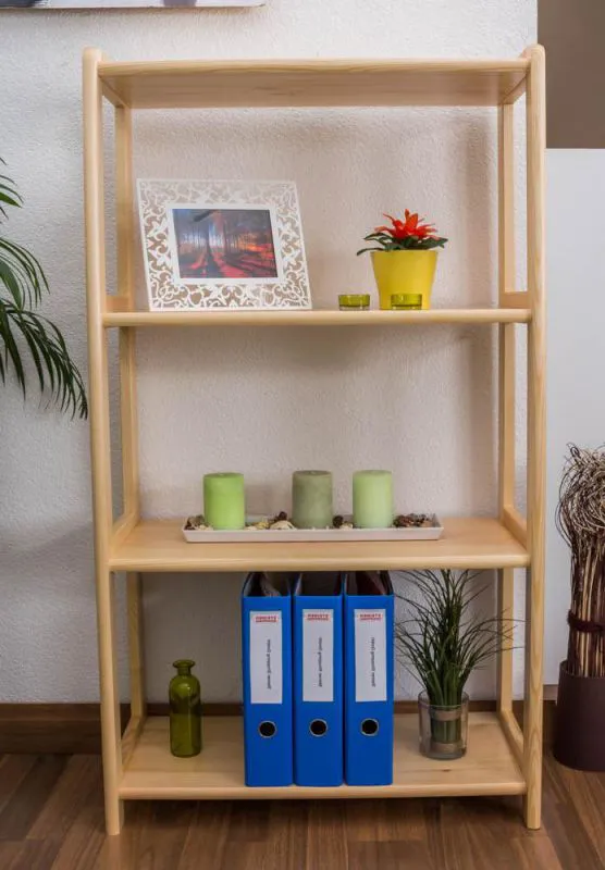 Regal, Küchenregal, Wohnzimmerregal, Bücherregal - 70 cm breit, Kiefer Holz-Massiv, Farbe: Natur Abbildung