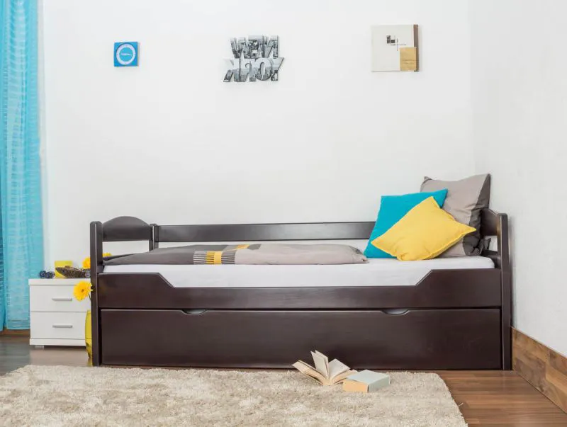 Stauraumbett Buche 90 x 200 cm Schokobraun Abbildung