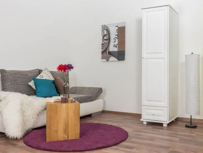 Garderobenschrank Landhaus, Farbe: Weiß 190x47x60 cm Abbildung