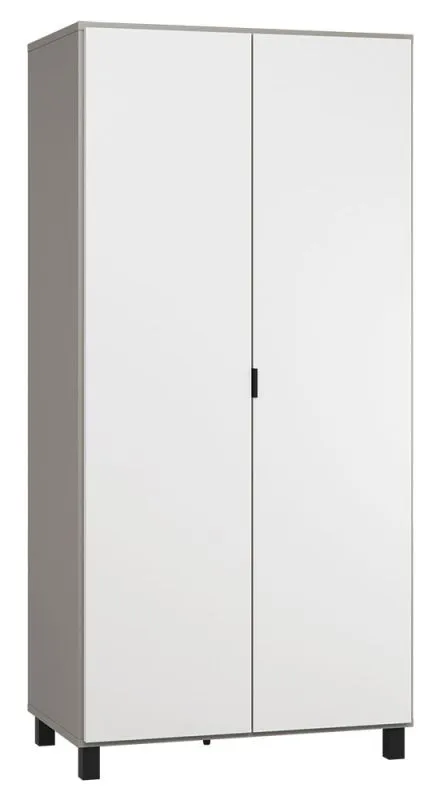 Drehtürenschrank / Kleiderschrank Pantanoso 38, Farbe: Grau / Weiß - Abmessungen: 195 x 93 x 57 cm (H x B x T)