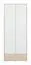 Jugendzimmer - Drehtürenschrank / Kleiderschrank Forks 01, Farbe: Eiche / Weiß - Abmessungen: 200 x 80 x 51 cm (H x B x T), mit 2 Türen, 1 Schublade und 2 Fächern