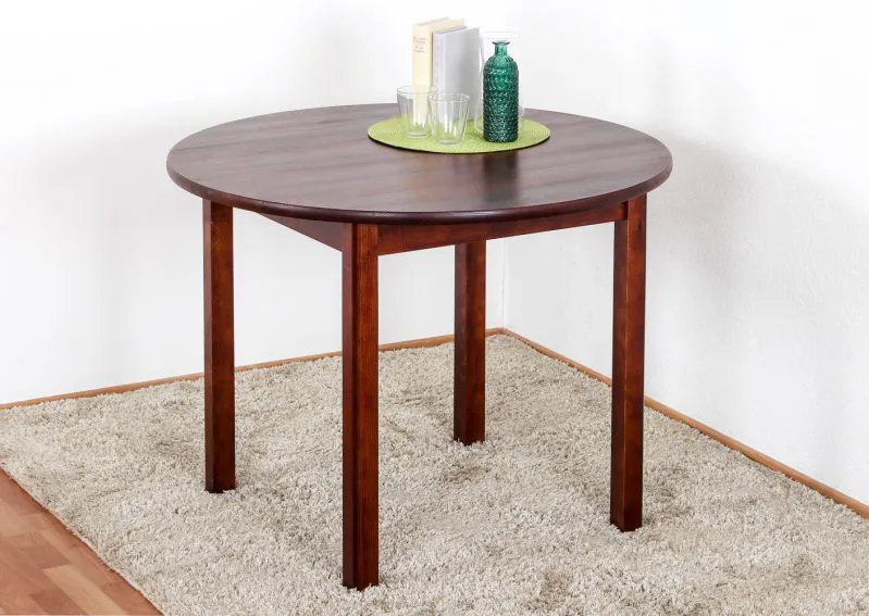 Tisch Kiefer massiv Vollholz Walnussfarben Junco 235A (rund) - Durchmesser 100 cm