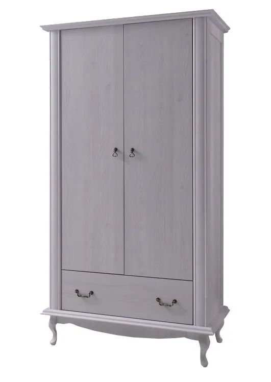 Drehtürenschrank / Kleiderschrank Bignona 02, Farbe: Kiefer weiß - 196 x 105 x 57 cm (H x B x T)
