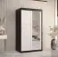 Kleiderschrank mit einer Spiegeltür Liskamm 27, Farbe: Schwarz matt / Weiß matt - Abmessungen: 200 x 100 x 62 cm (H x B x T), mit zwei Türen