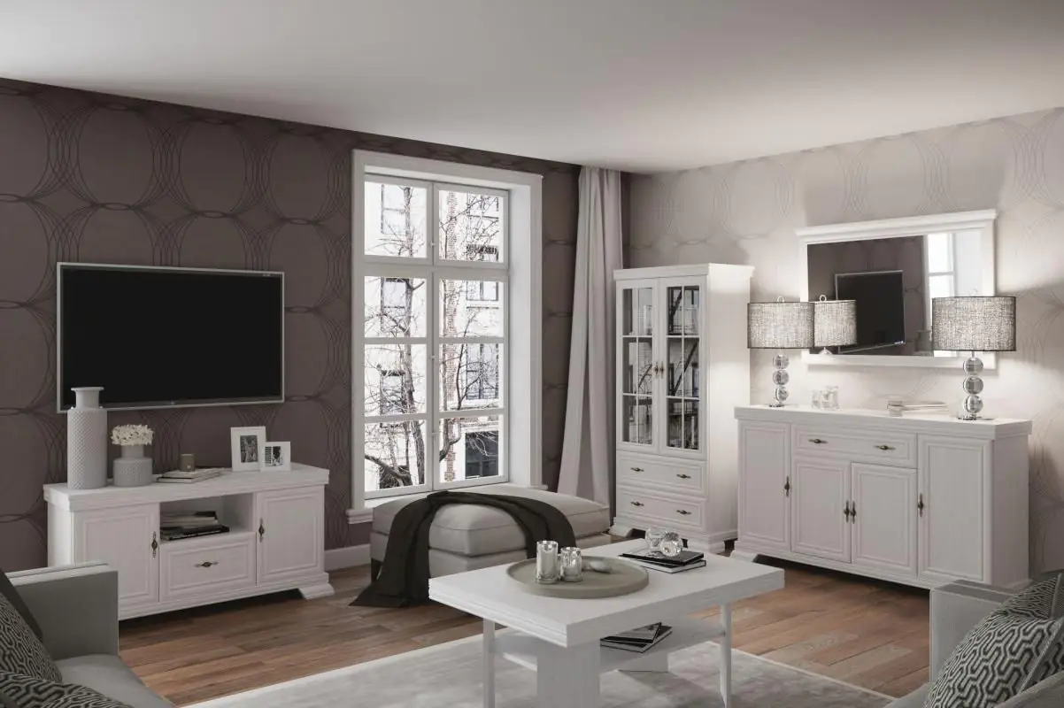 easy möbel wohnzimmer komplett - set f sentis, 5-teilig, farbe: kiefer weiß