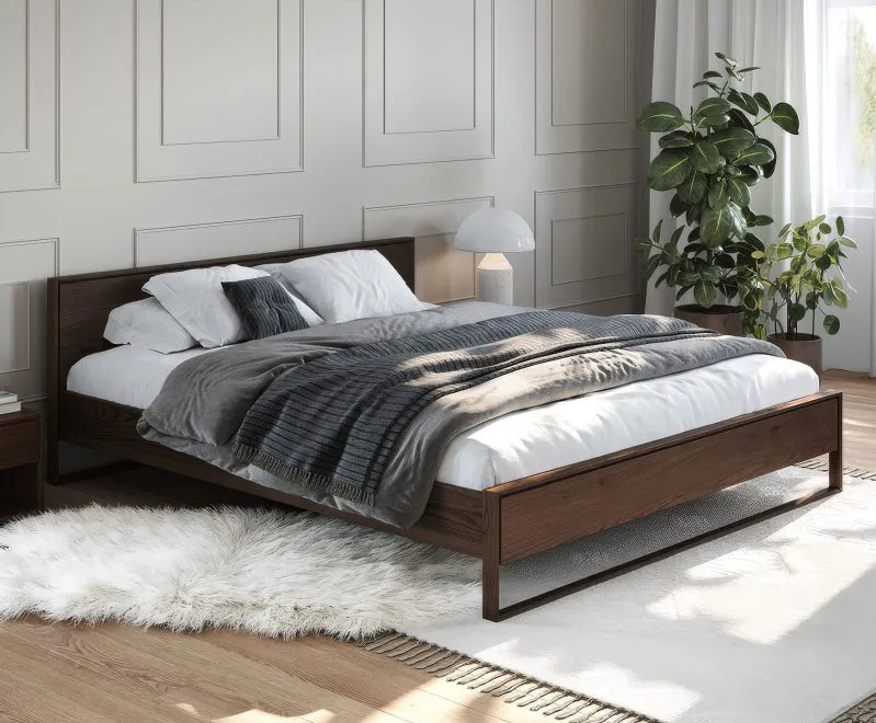 Einzelbett Tabak 01 | Farbe: Eiche Tabak | 149 x 210 x 91 cm | Liegefläche: 140 x 200 cm | hochwertiges Massivholz Eiche | für Schlafzimmer