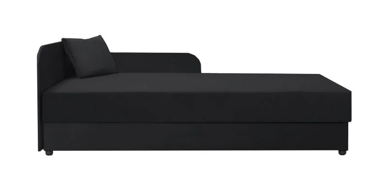 Tagesbett / Gästebett mit Stauraum Lobatos 01, Farbe: Schwarz, bequeme, Kopfteil links, Liegefläche: 90 x 195 cm, Sofa-Bett, für Gästezimmer