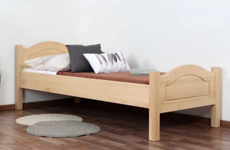 Einzelbett / Gästebett Buche massiv Vollholz natur 113, inkl. Lattenrost - 80 x 200 cm (B x L)