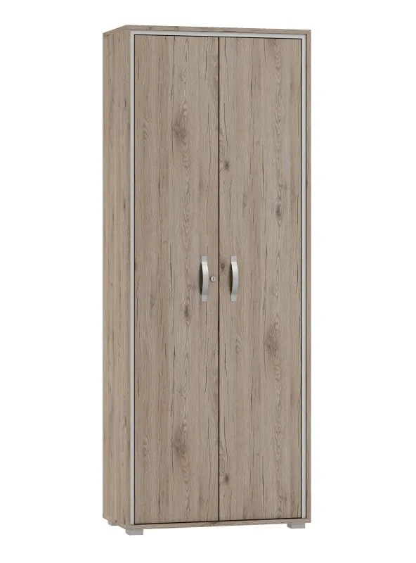 Schrank Cianjur 13, Farbe: Eiche / Weiß - Abmessungen: 209 x 70 x 40 cm (H x B x T)